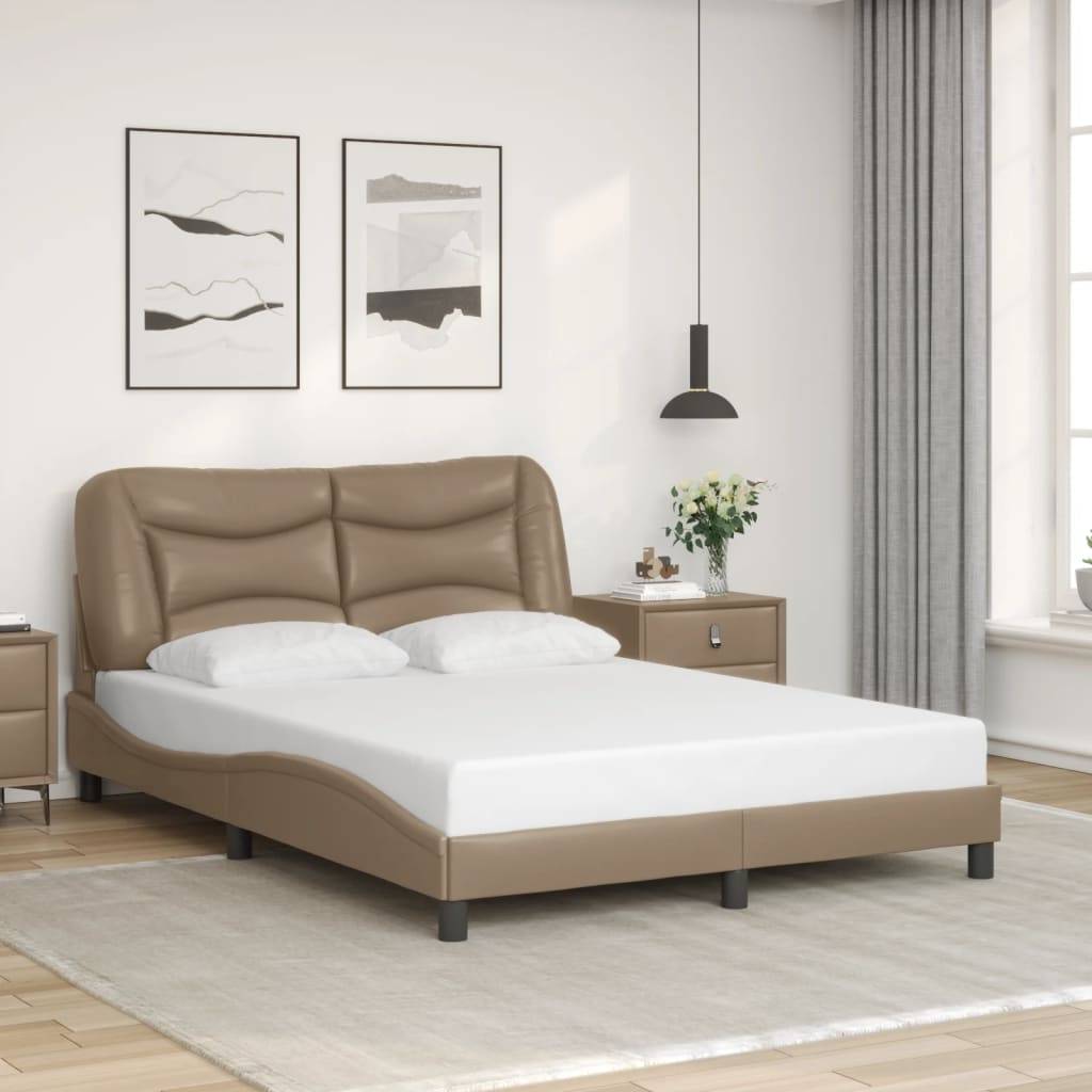 vidaXL Bettgestell ohne Matratze "Hvar" Cappuccino-Braun 120x200 cm Kunstleder