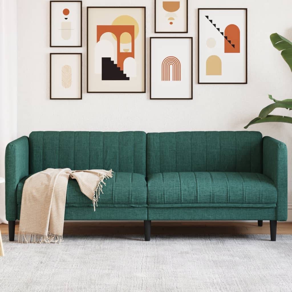 vidaXL Sofa 3-Sitzer Dunkelgrün Stoff