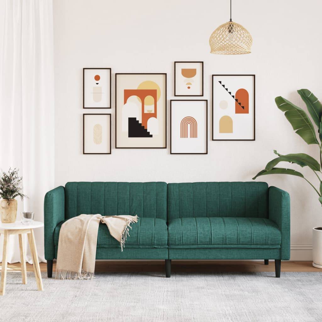 vidaXL Sofa 3-Sitzer Dunkelgrün Stoff