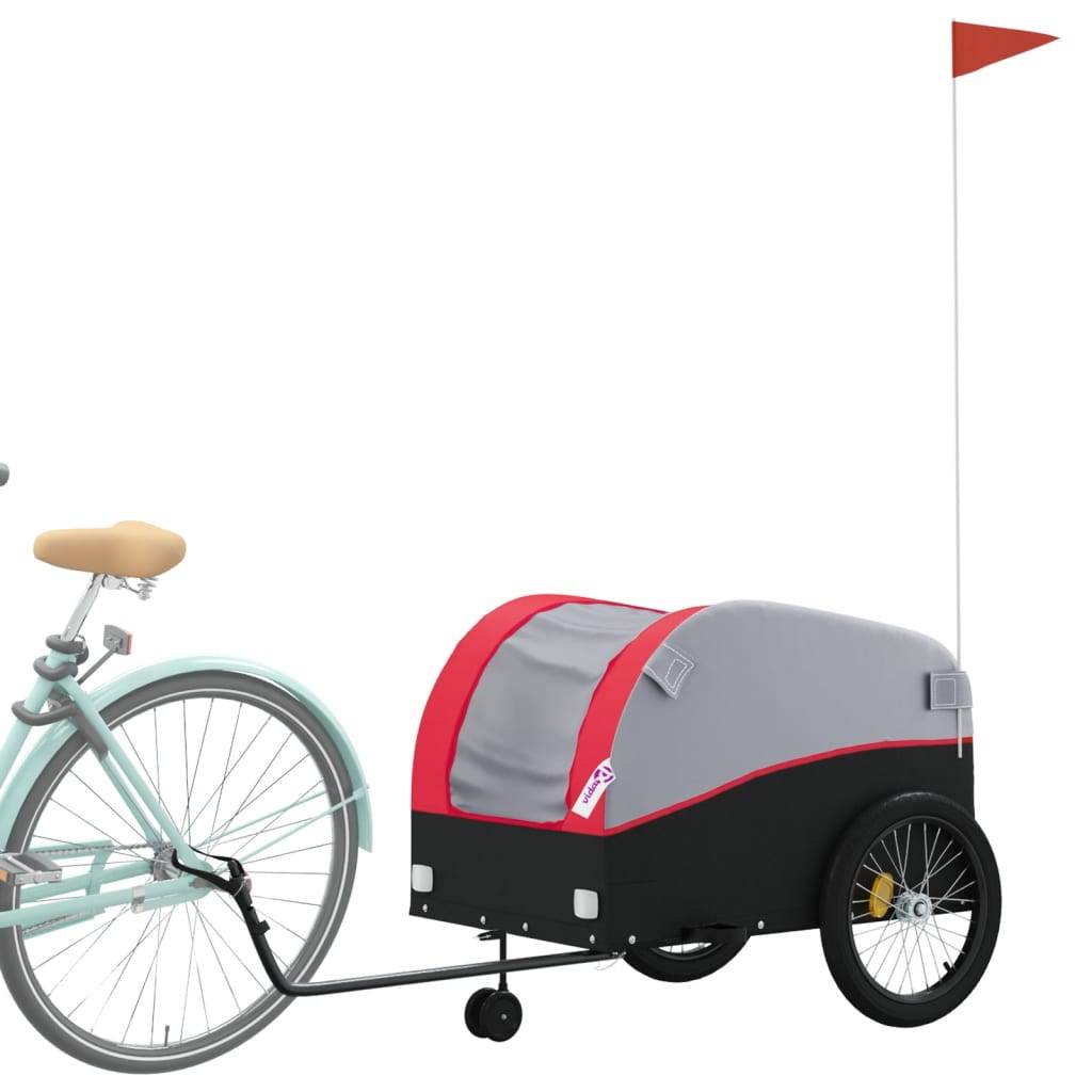 vidaXL Fahrradanhänger Schwarz und Rot 45 kg Eisen