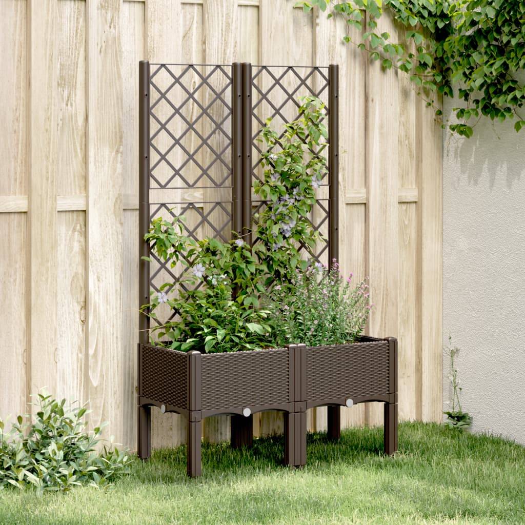 vidaXL Pflanzkübel mit Rankgitter Braun 80x40x142 cm PP