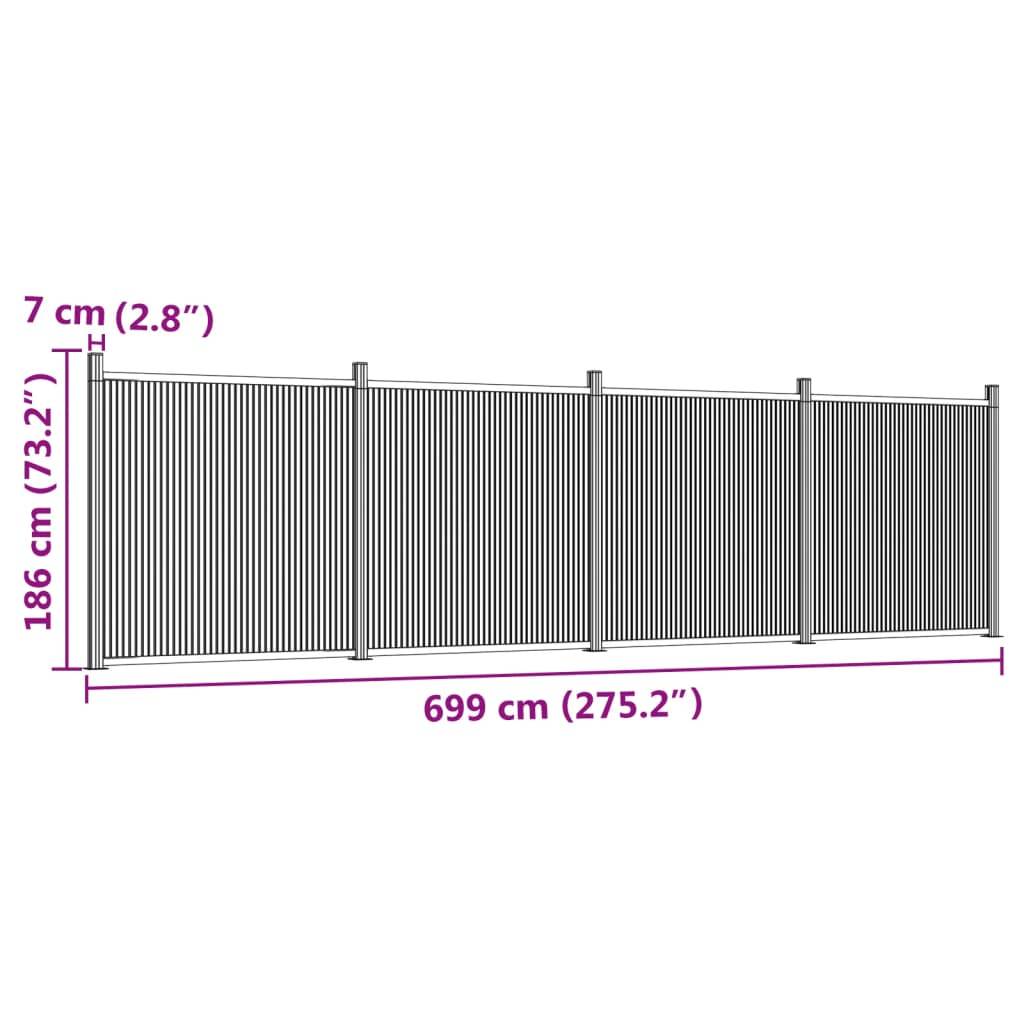 vidaXL Zaunelement Braun 699x186 cm WPC