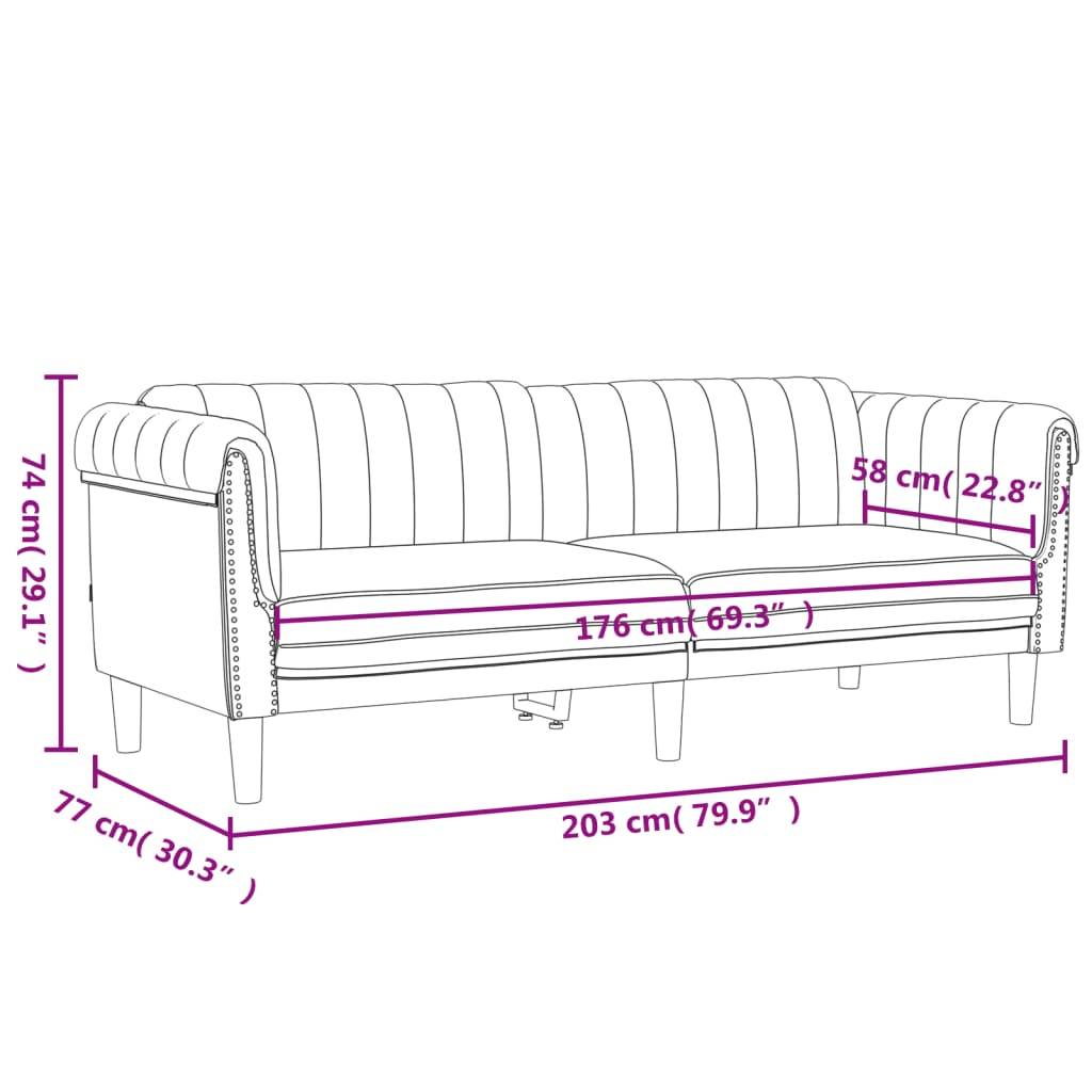vidaXL Sofa 3-Sitzer Schwarz Samt