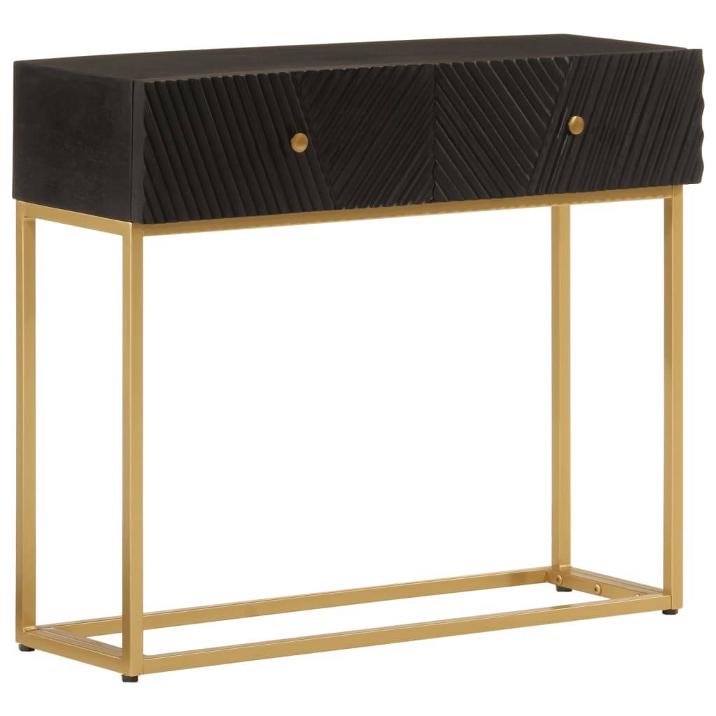 vidaXL Konsolentisch Schwarz 90x30x76 cm Massivholz Mango und Eisen