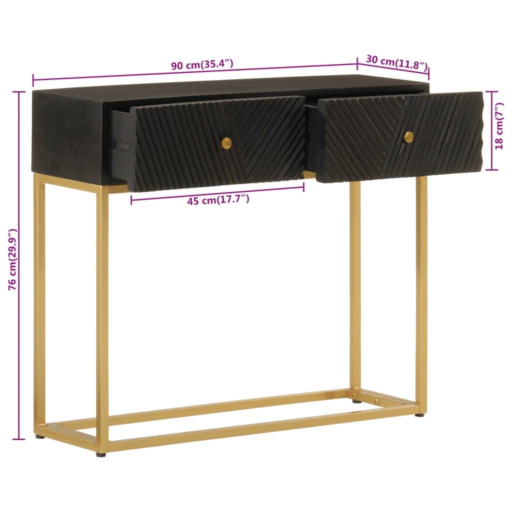vidaXL Konsolentisch Schwarz 90x30x76 cm Massivholz Mango und Eisen