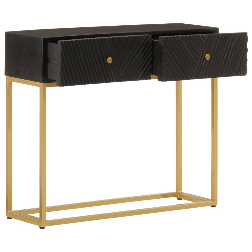 vidaXL Konsolentisch Schwarz 90x30x76 cm Massivholz Mango und Eisen