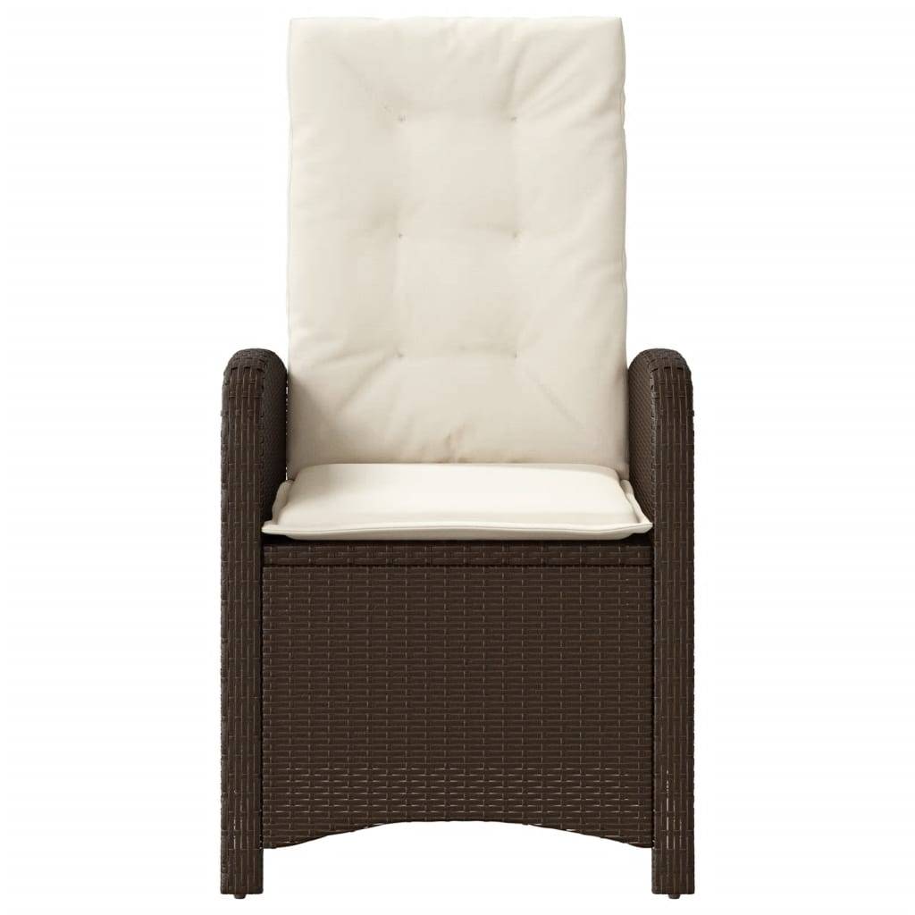 vidaXL Gartensessel Verstellbar mit Kissen Braun Poly Rattan