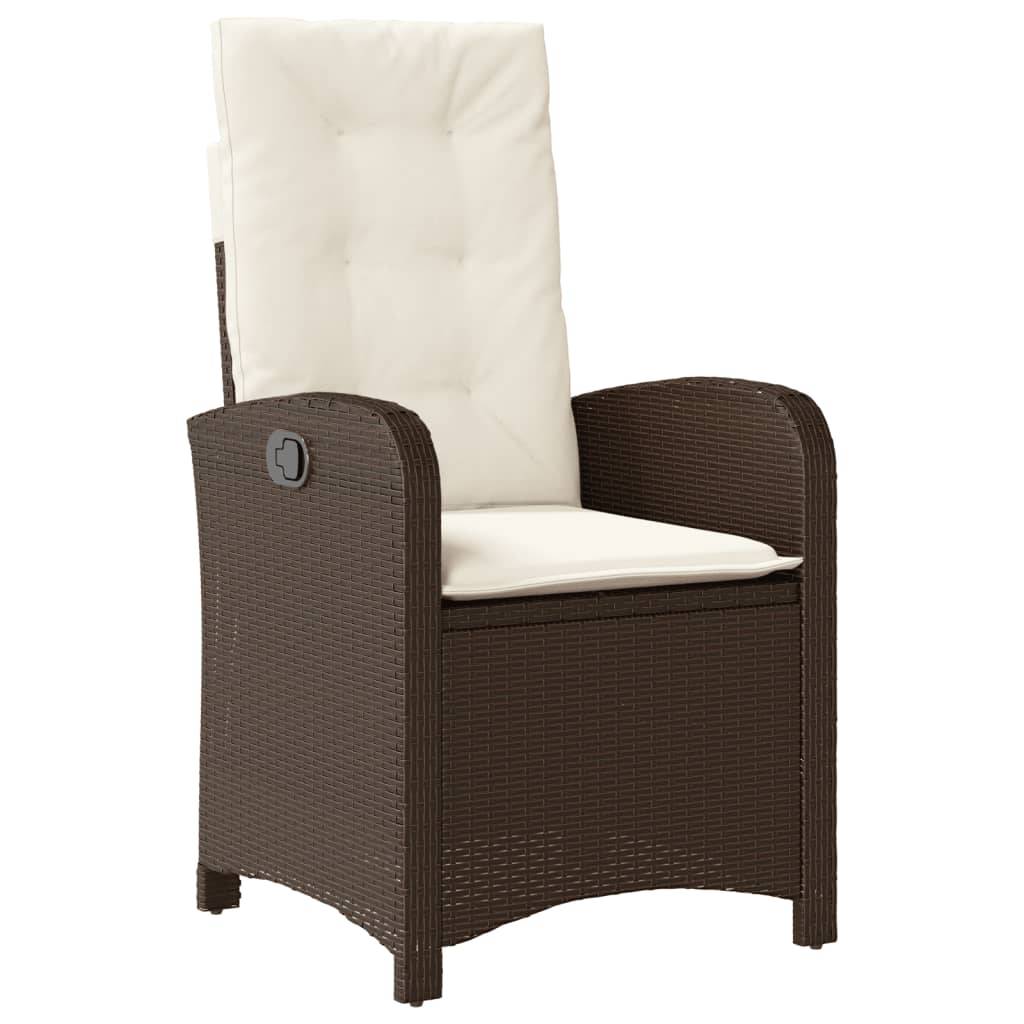 vidaXL 7-tlg. Garten-Essgruppe mit Kissen Braun Poly Rattan