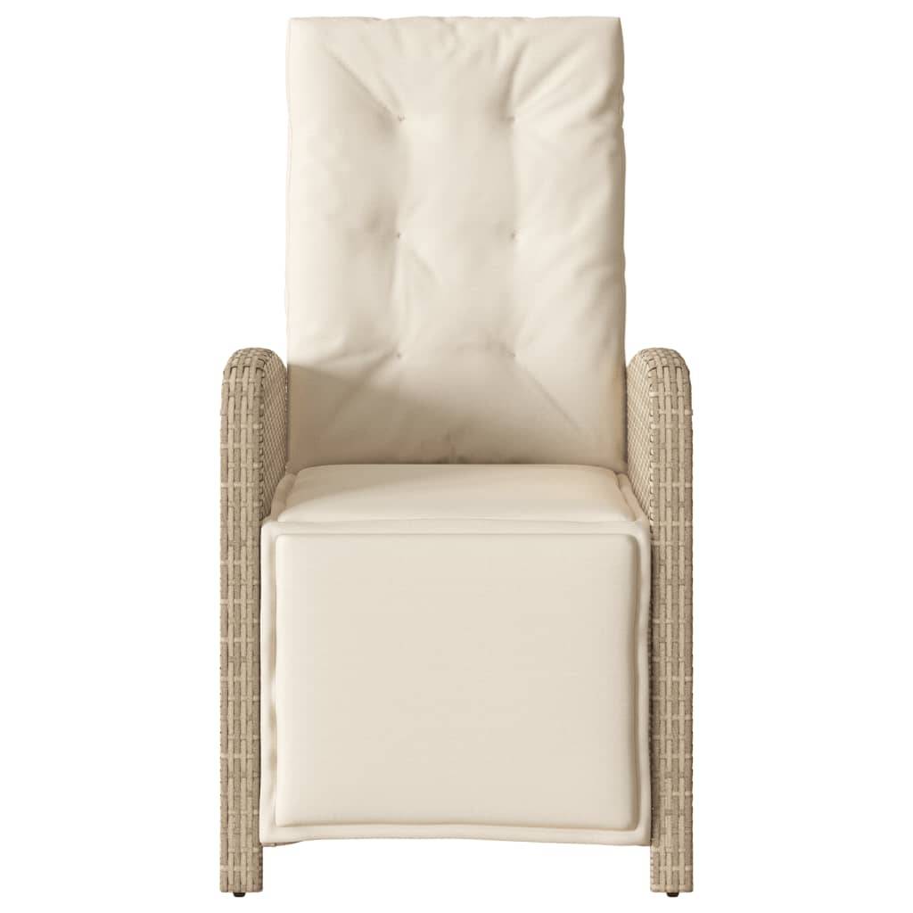 vidaXL Gartensessel mit Fußteil Verstellbar Beige Poly Rattan