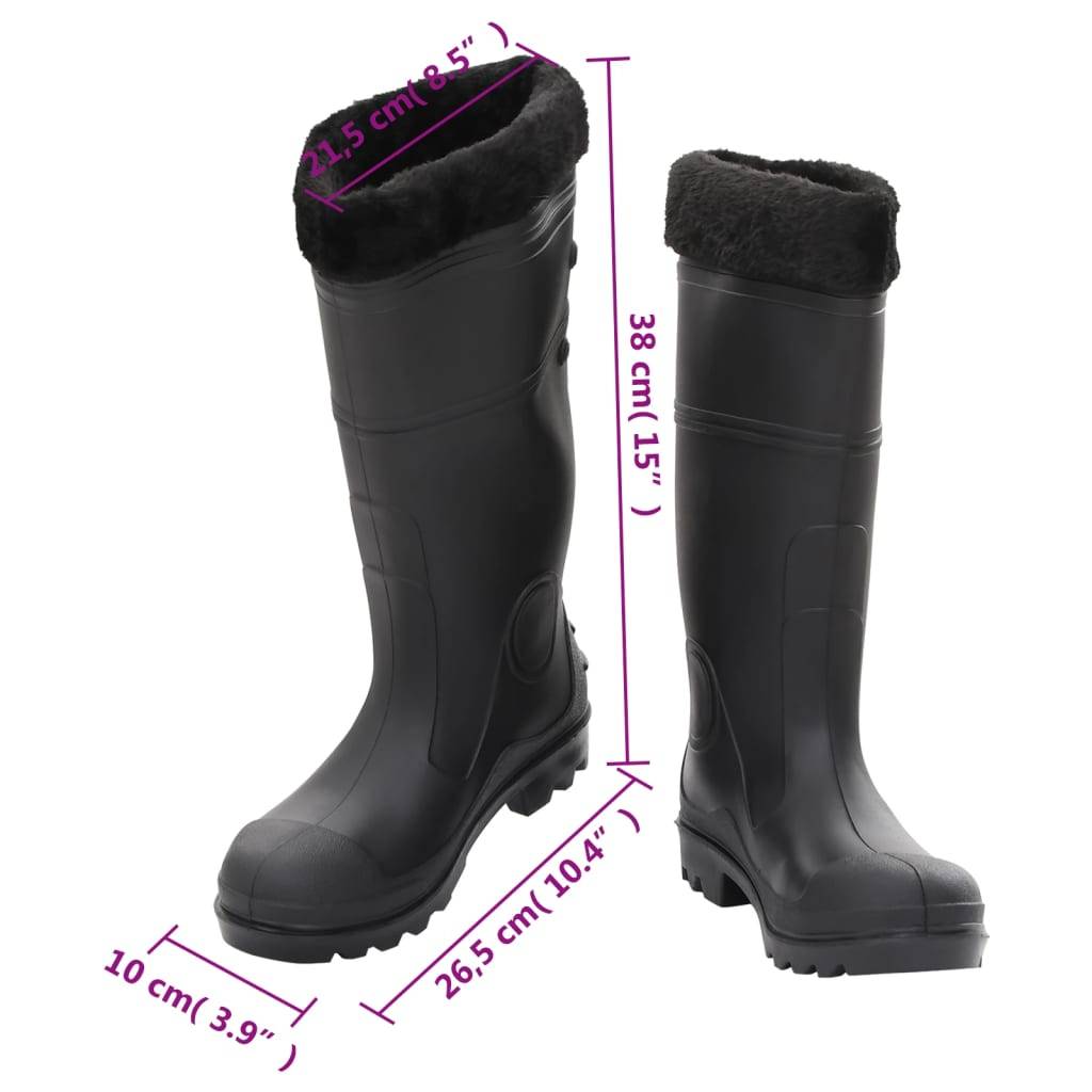 vidaXL Gummistiefel mit Herausnehmbarem Innenfutter Schwarz Gr. 39 PVC