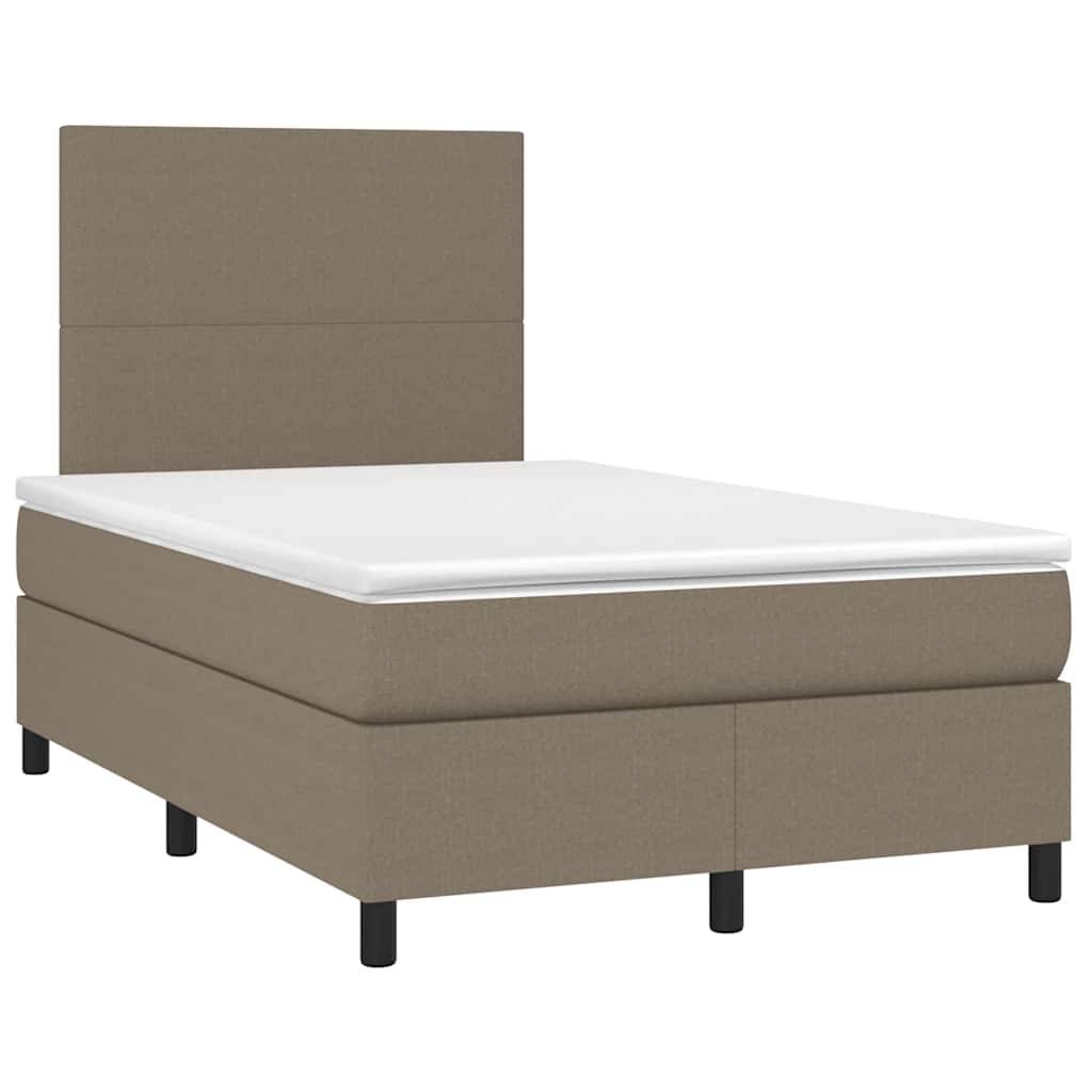 vidaXL Boxspringbett mit Matratze &amp; LED Taupe 120x190 cm Stoff