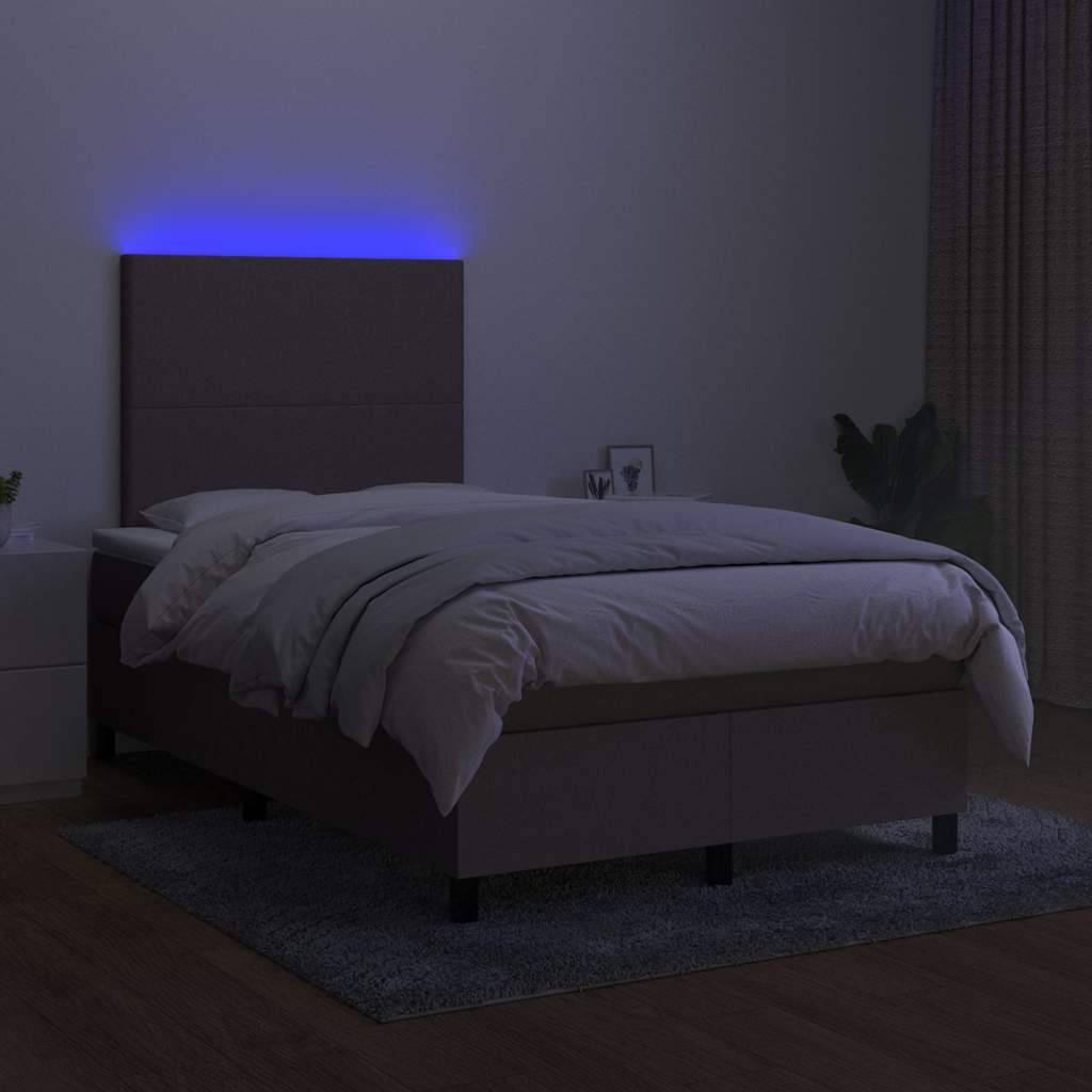 vidaXL Boxspringbett mit Matratze &amp; LED Taupe 120x190 cm Stoff
