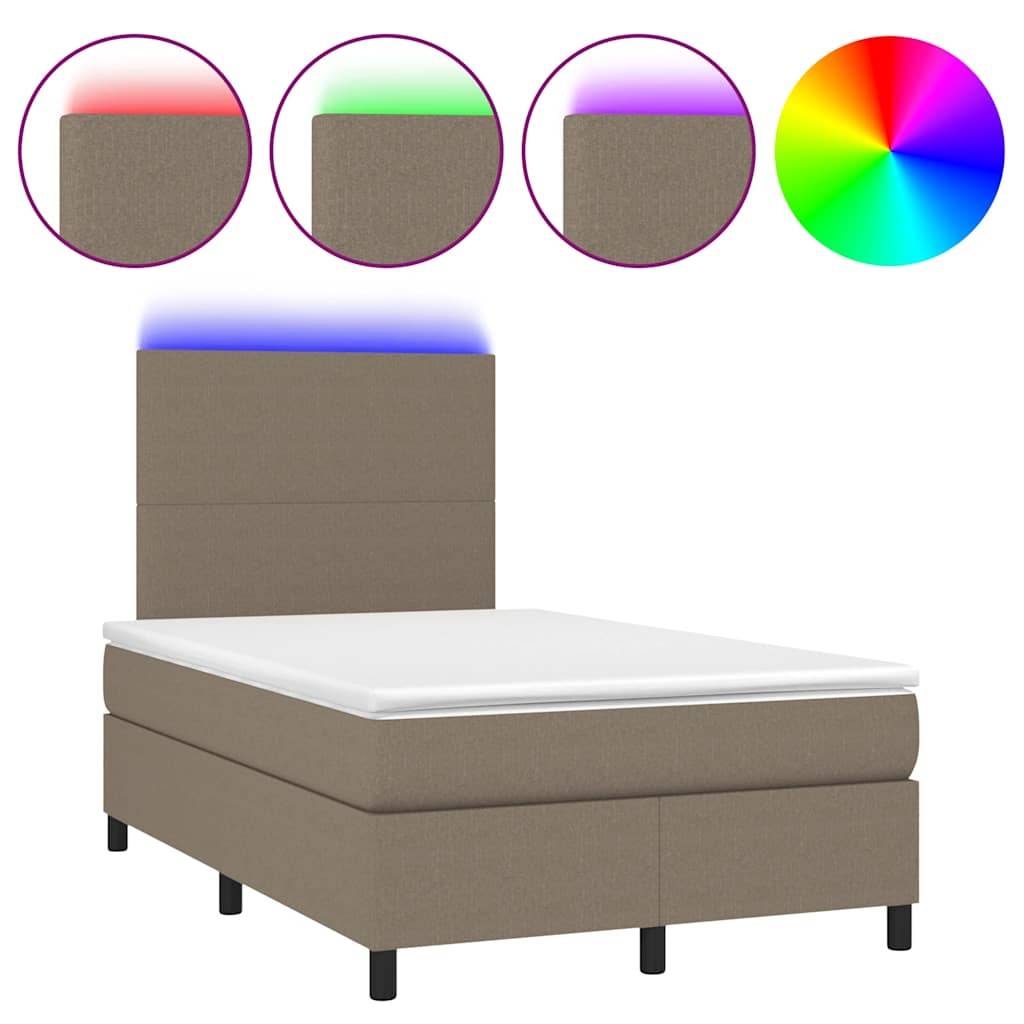 vidaXL Boxspringbett mit Matratze &amp; LED Taupe 120x190 cm Stoff