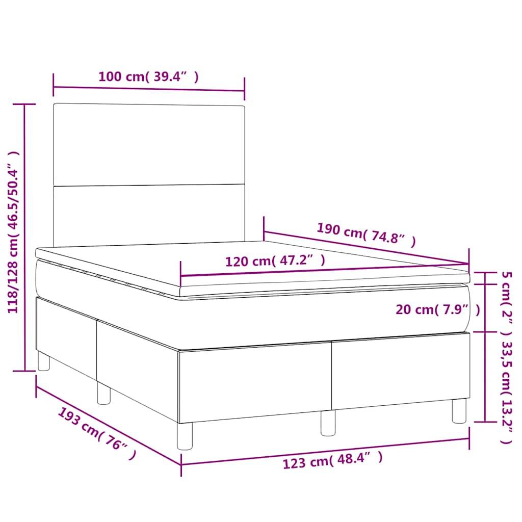 vidaXL Boxspringbett mit Matratze & LED Blau 120x190 cm Stoff