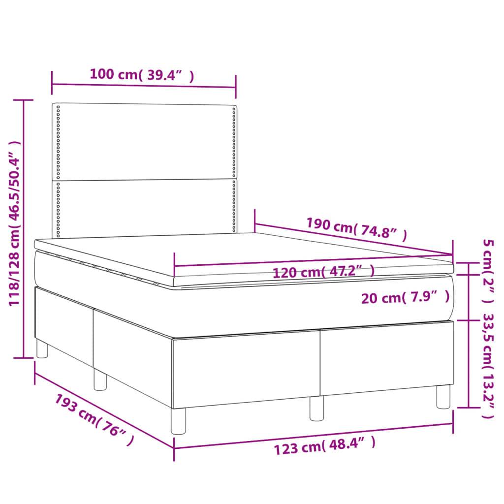 vidaXL Boxspringbett mit Matratze Hellgrau 120x190 cm Stoff