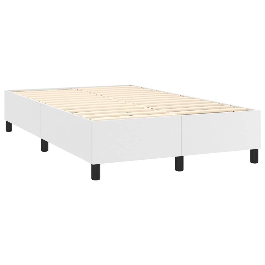 vidaXL Boxspringbett mit Matratze Weiß 120x190 cm Kunstleder