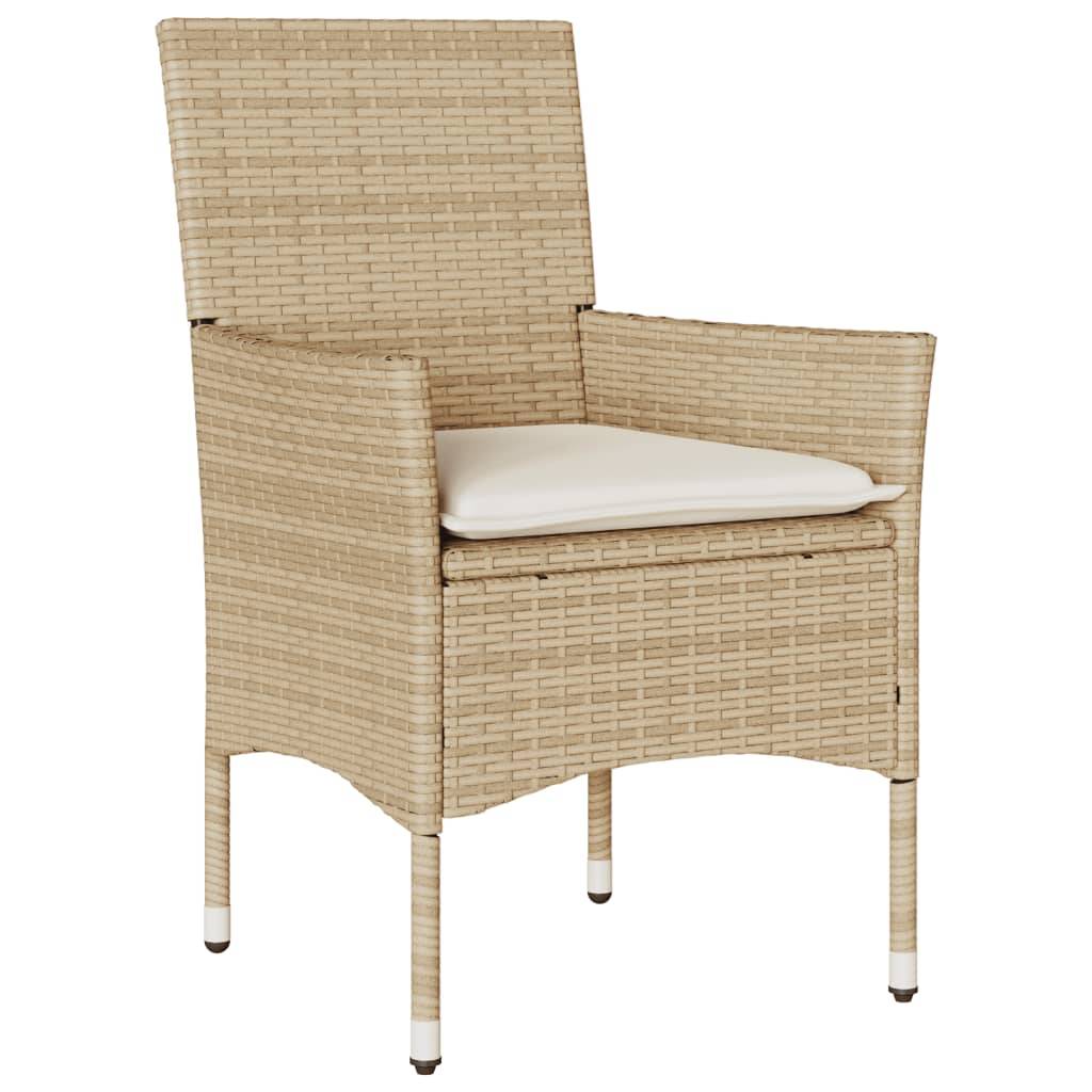 vidaXL 9-tlg. Garten-Essgruppe mit Kissen Beige Poly Rattan Akazie