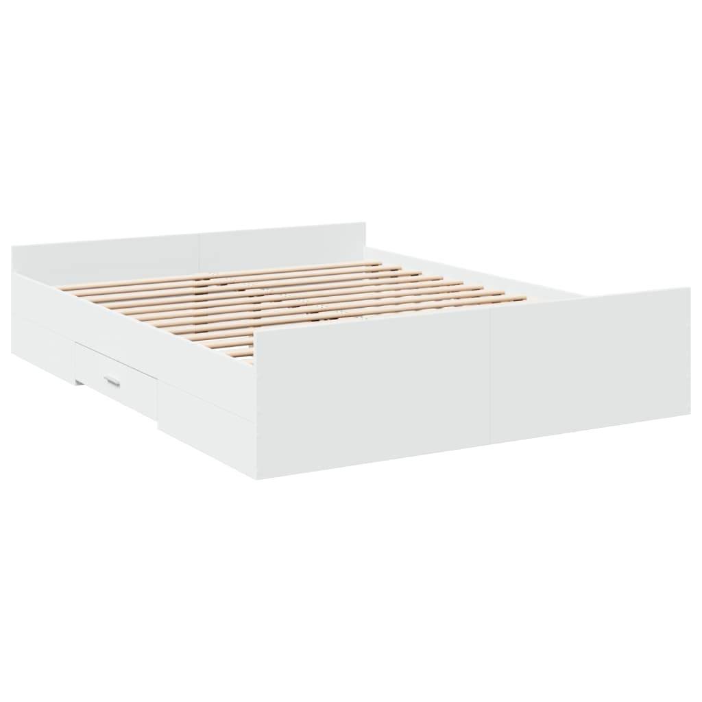 vidaXL Bettgestell mit Schubladen Weiß 140x200 cm Holzwerkstoff