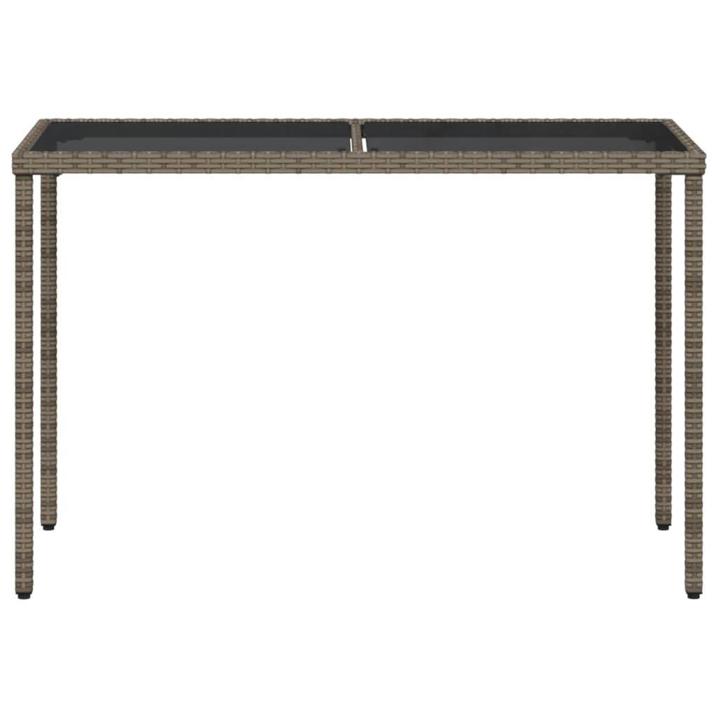 vidaXL Gartentisch mit Glasplatte Grau 115x54x74 cm Poly Rattan