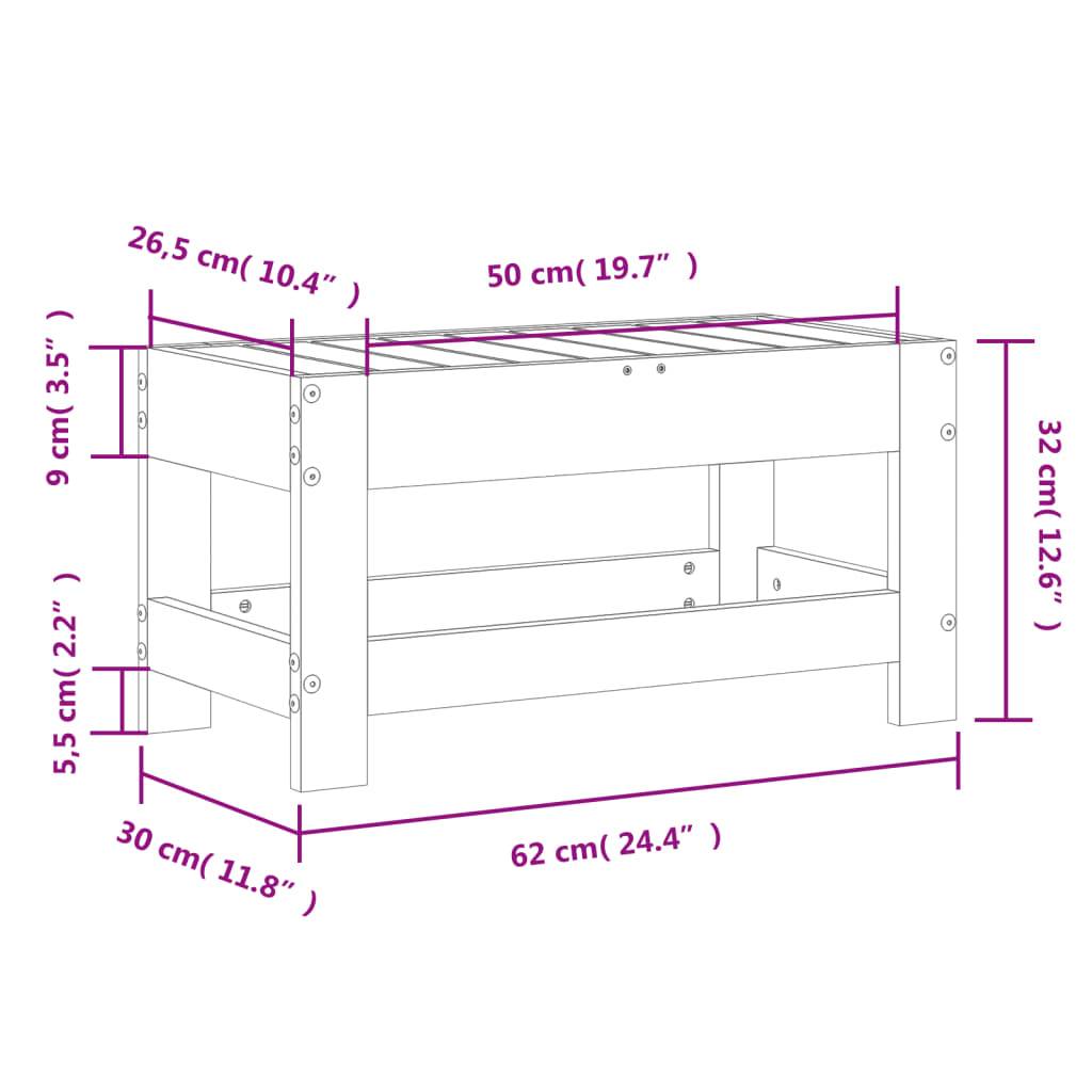 vidaXL Gartenhocker 62x30x32 cm Massivholz Kiefer