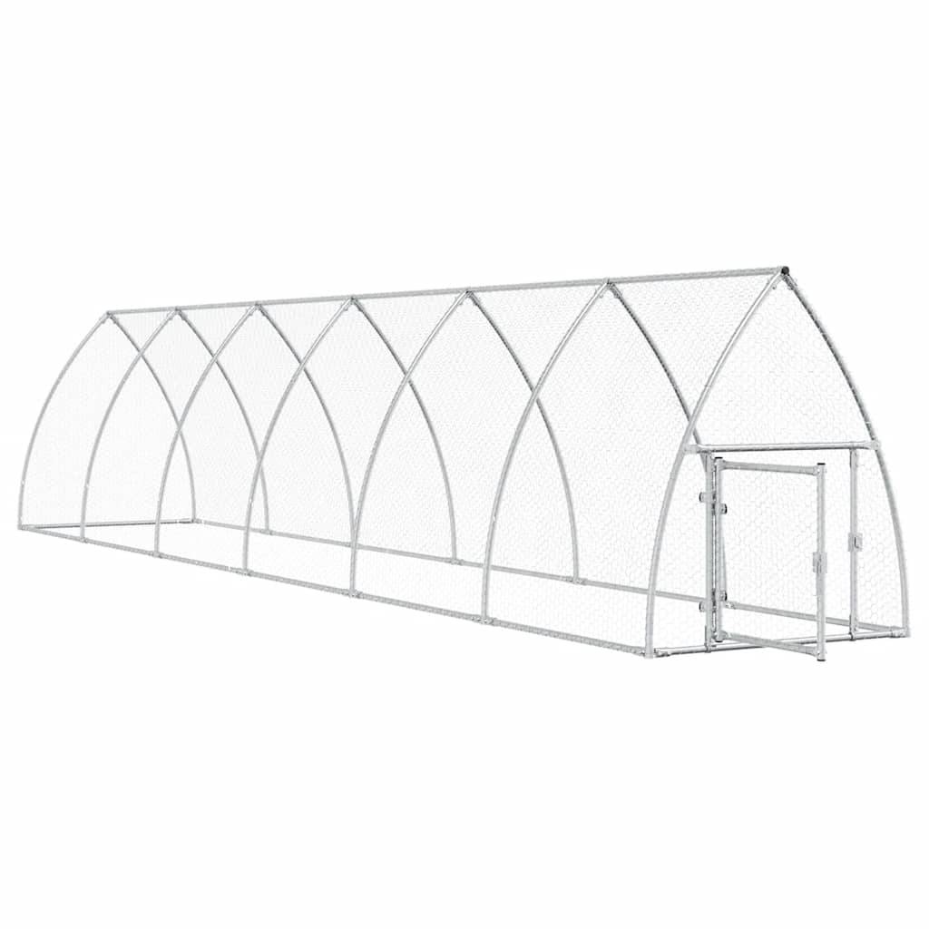 vidaXL Hühnerkäfig Silbern 600x105x120 cm Verzinkter Stahl