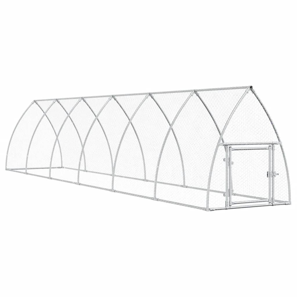 vidaXL Hühnerkäfig Silbern 600x105x120 cm Verzinkter Stahl