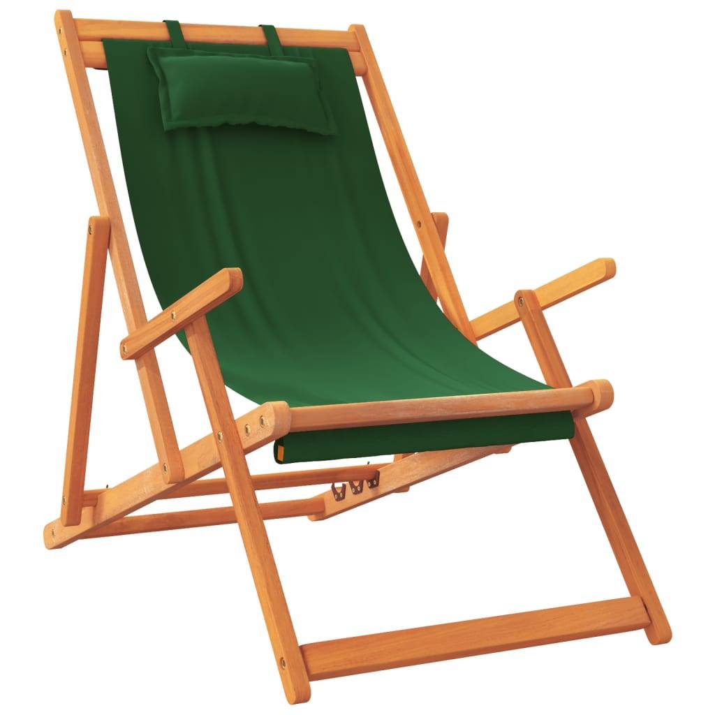 vidaXL Klappbare Strandstühle 2 Stk. Grün Stoff