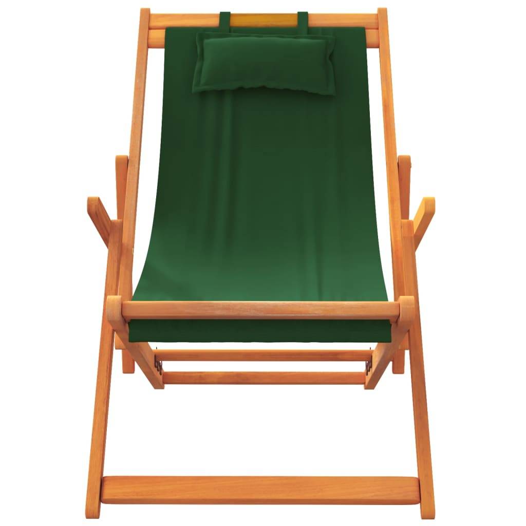 vidaXL Klappbare Strandstühle 2 Stk. Grün Stoff