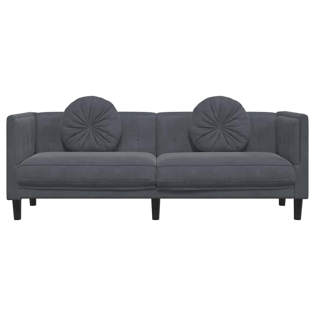 vidaXL Sofa mit Kissen 3-Sitzer Dunkelgrau Samt