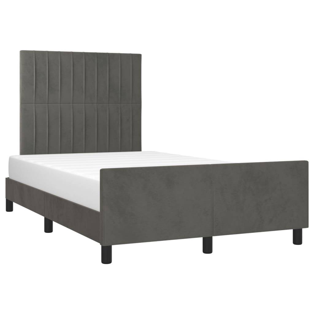 vidaXL Bettgestell ohne Matratze Dunkelgrau 120x190 cm Samt