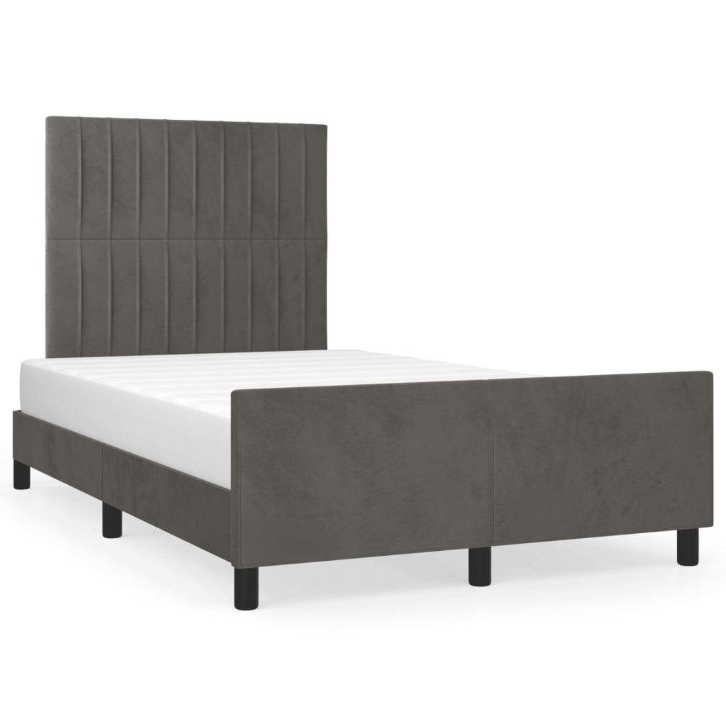 vidaXL Bettgestell ohne Matratze Dunkelgrau 120x190 cm Samt