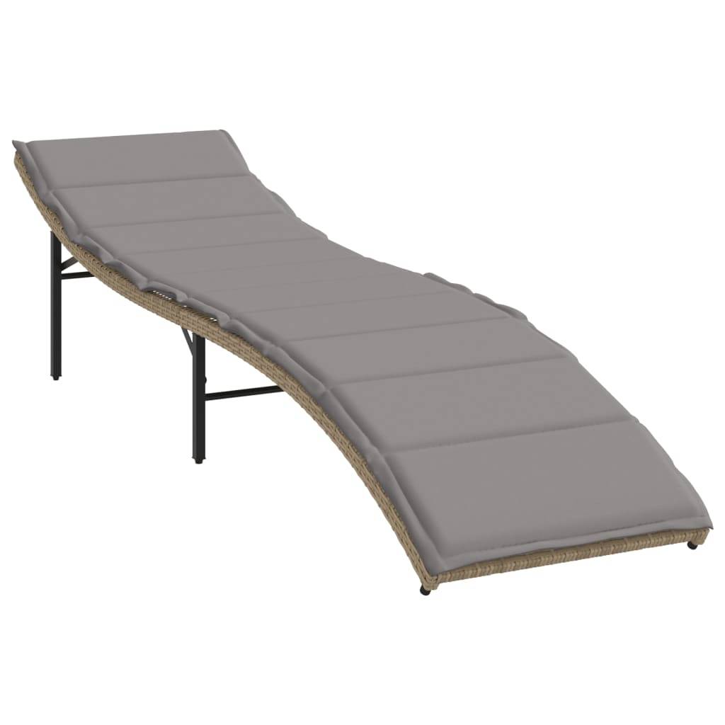 vidaXL Sonnenliegen 2 Stk. mit Auflagen Beige Poly Rattan