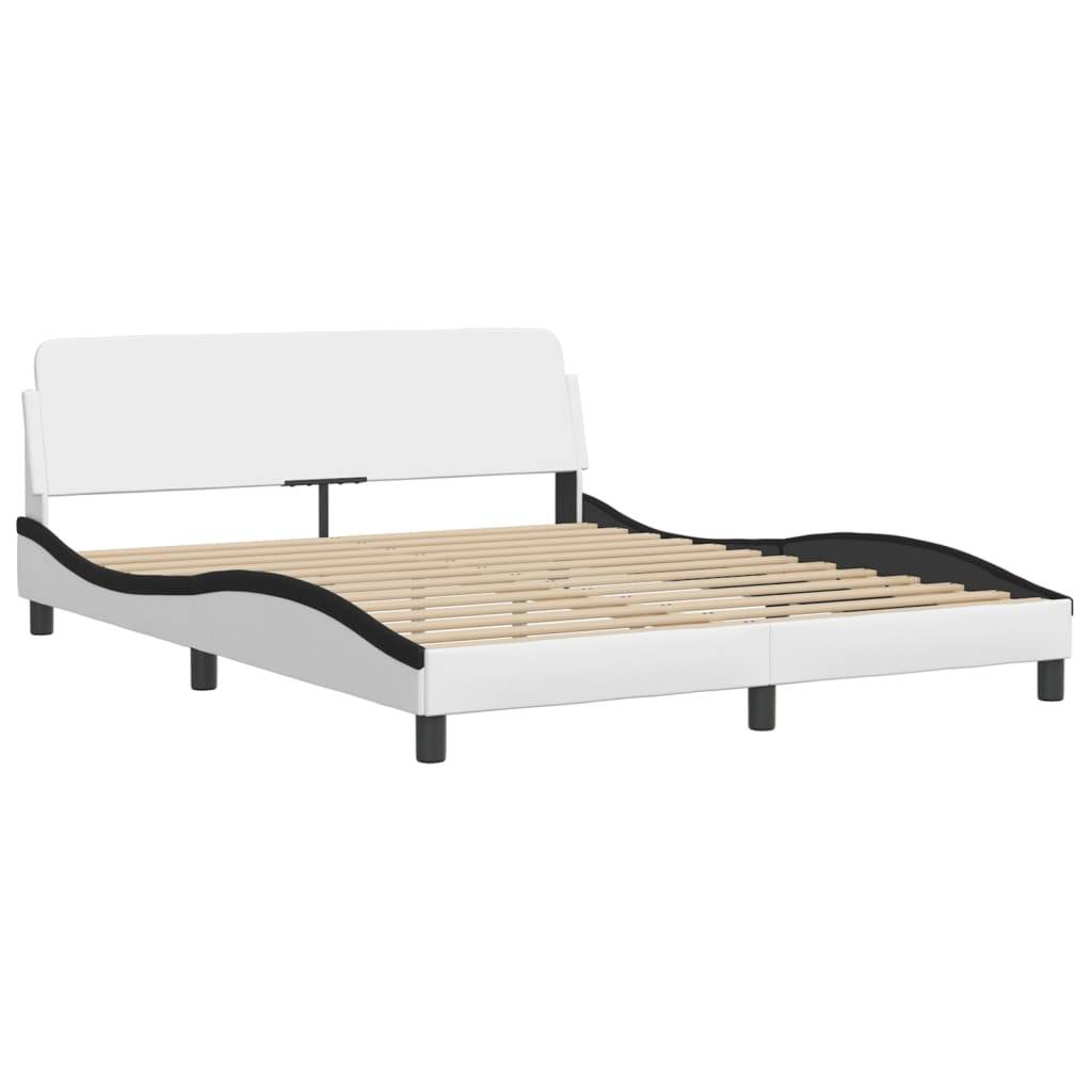 vidaXL Bett mit Matratze "Hvar" Weiß und Schwarz 160x200 cm Kunstleder