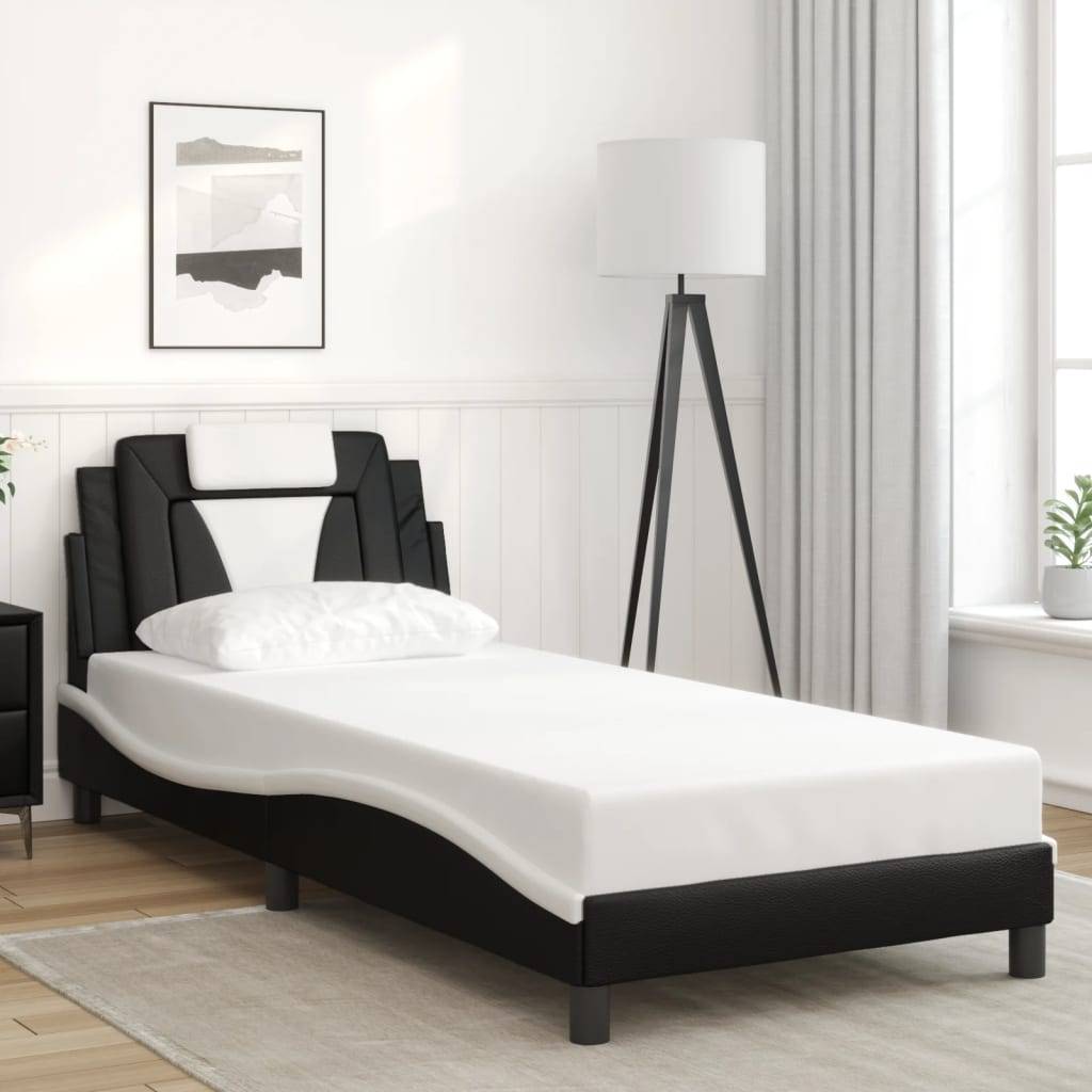 vidaXL Bettgestell "Viana" ohne Matratze Schwarz und Weiß 90x190 cm Kunstleder