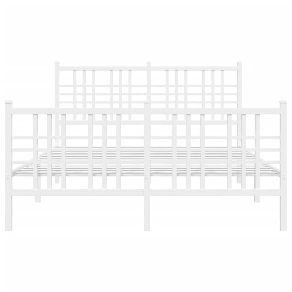 vidaXL Bettgestell mit Kopf- und Fußteil Metall Weiß 140x200 cm