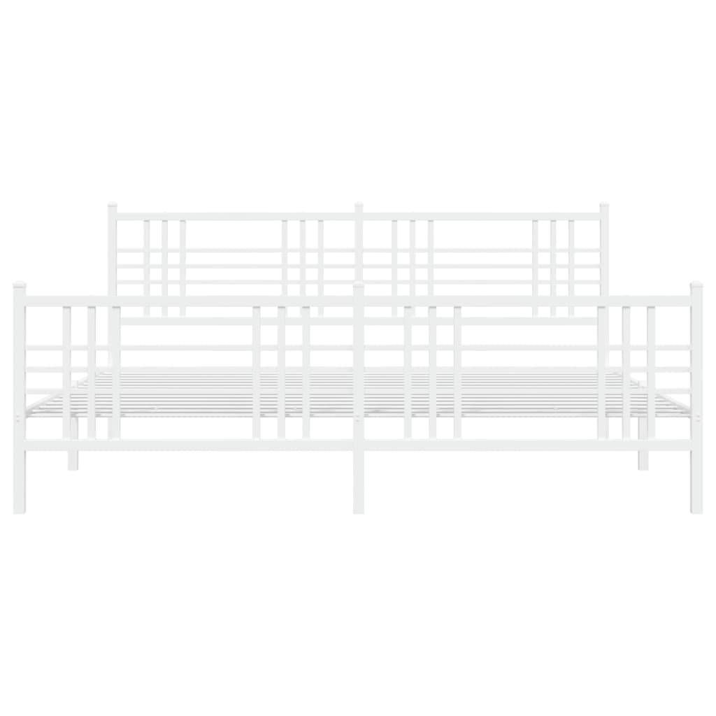 vidaXL Bettgestell mit Kopf- und Fußteil Metall Weiß 193x203 cm