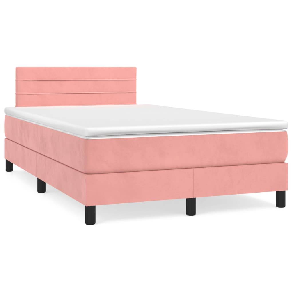 vidaXL Boxspringbett mit Matratze Rosa 120x190 cm Samt