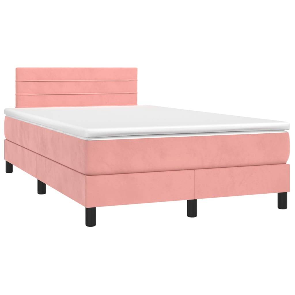 vidaXL Boxspringbett mit Matratze Rosa 120x190 cm Samt