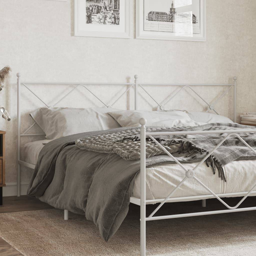 vidaXL Kopfteil Metall Weiß 200 cm
