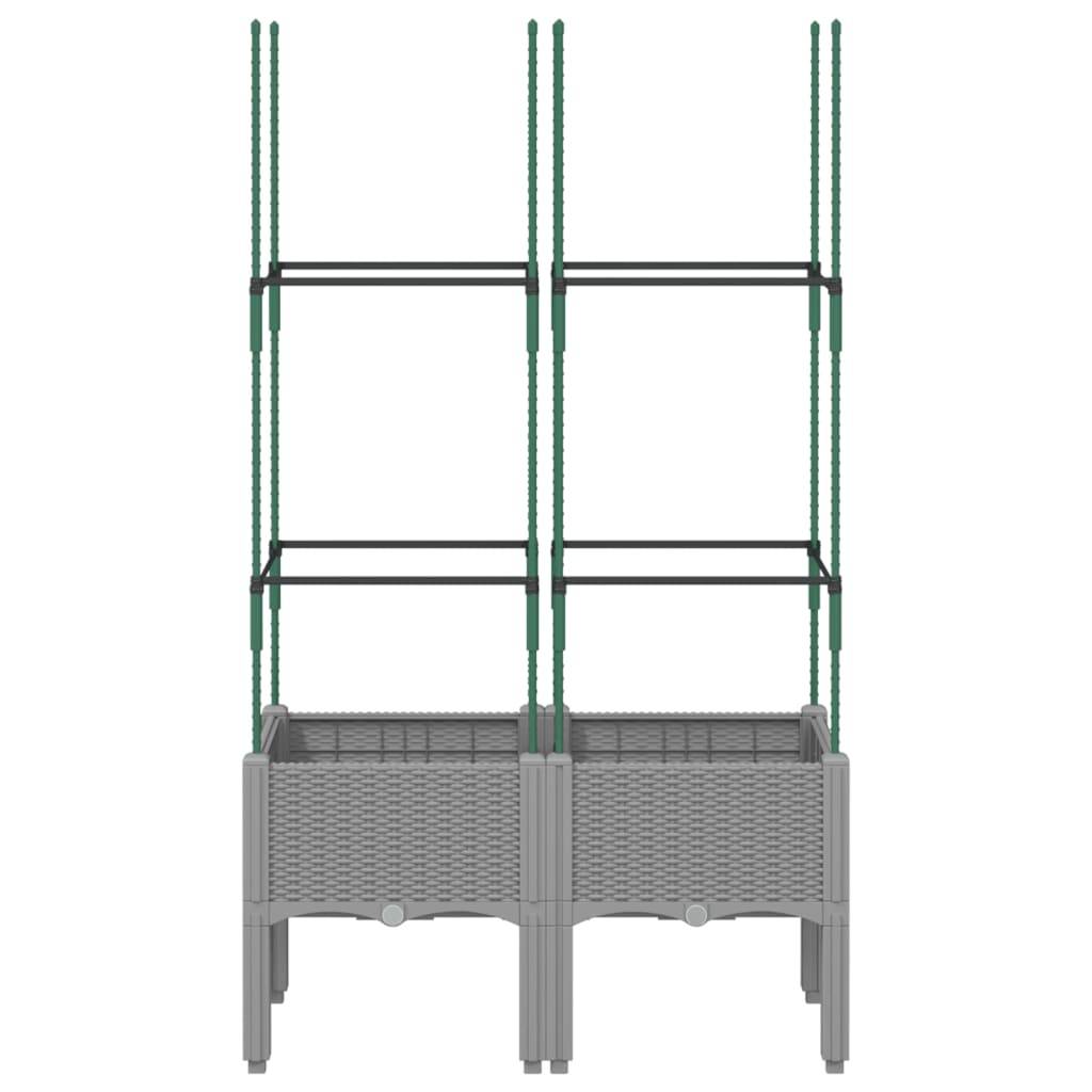 vidaXL Pflanzkübel mit Rankgitter Hellgrau 80x40x142,5 cm PP