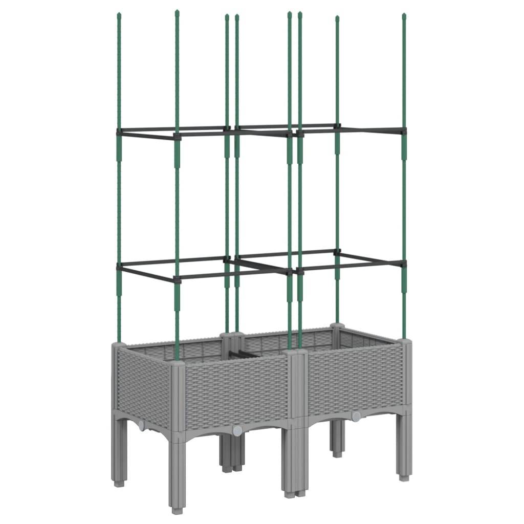 vidaXL Pflanzkübel mit Rankgitter Hellgrau 80x40x142,5 cm PP