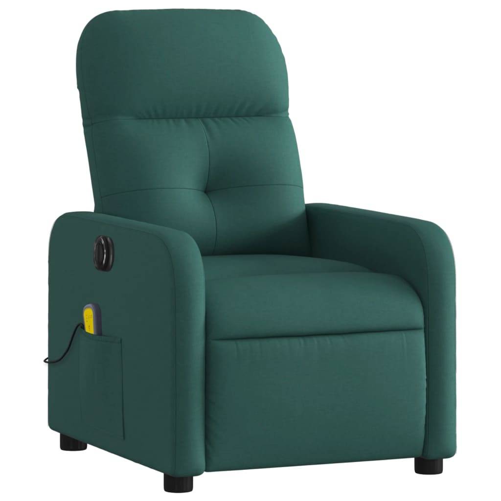 vidaXL Massagesessel Elektrisch Dunkelgrün Stoff