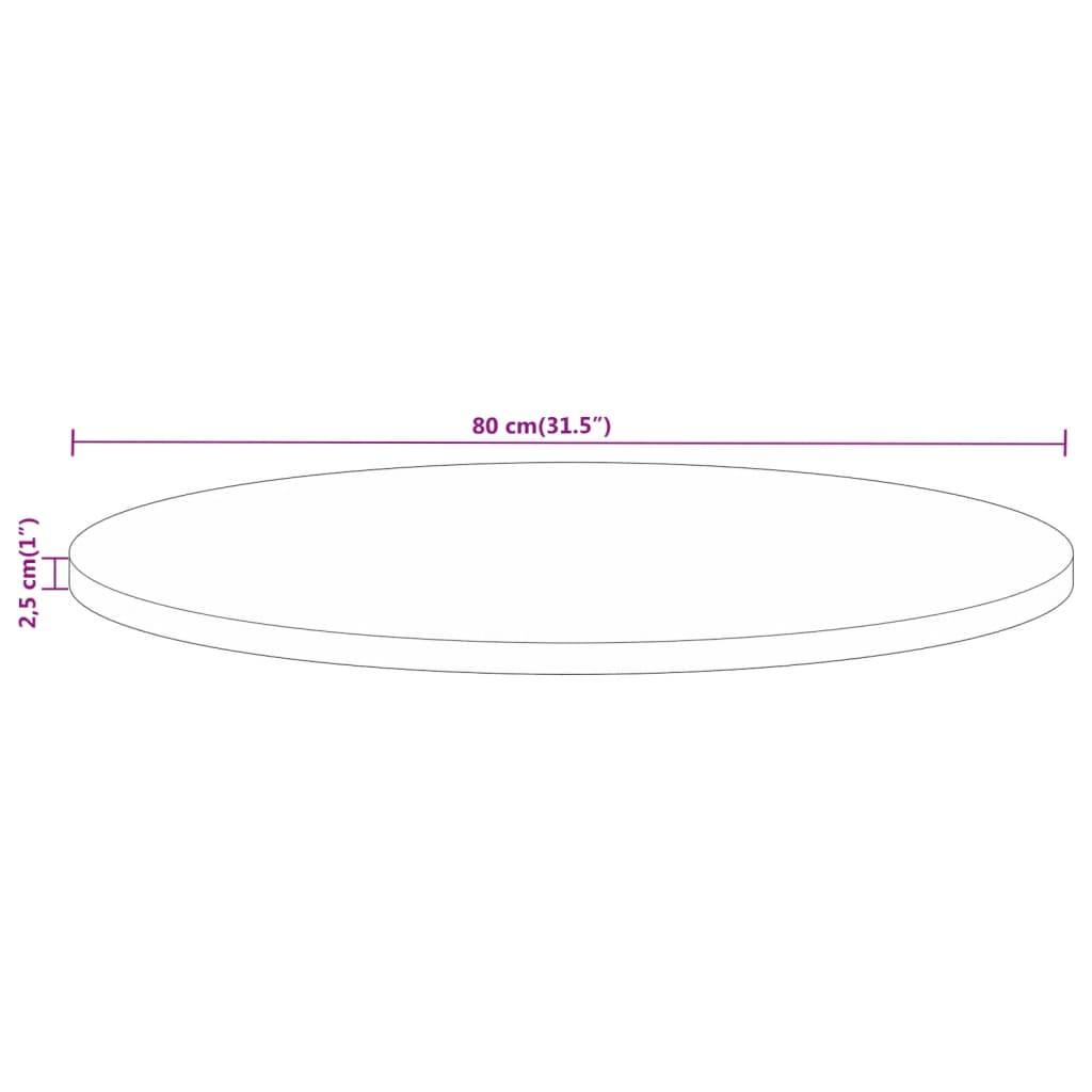 vidaXL Tischplatte Ø 80x2,5 cm Rund Massivholz Mango