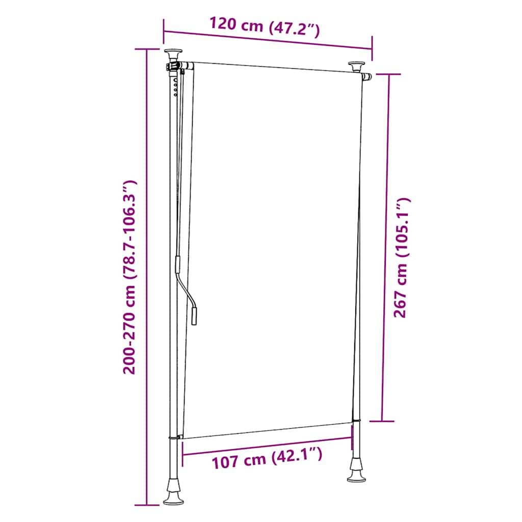 vidaXL Außenrollo Gelb und Weiß 120x270 cm Stoff und Stahl