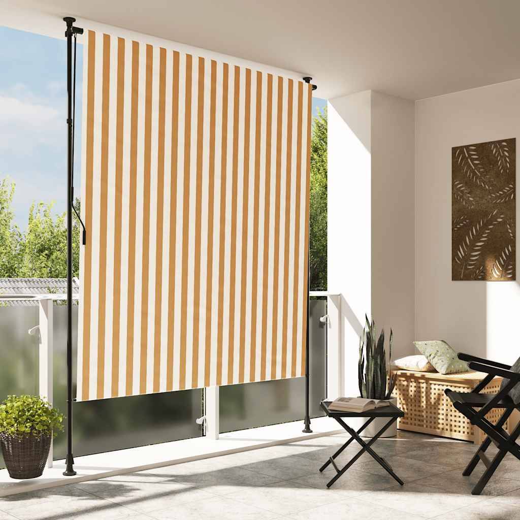 vidaXL Außenrollo Orange und Weiß 200x270 cm Stoff und Stahl