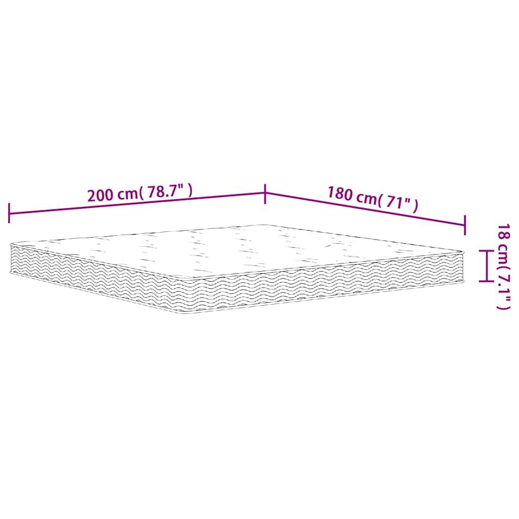 vidaXL Matratze Bonnell-Federkern Mittel 180x200 cm