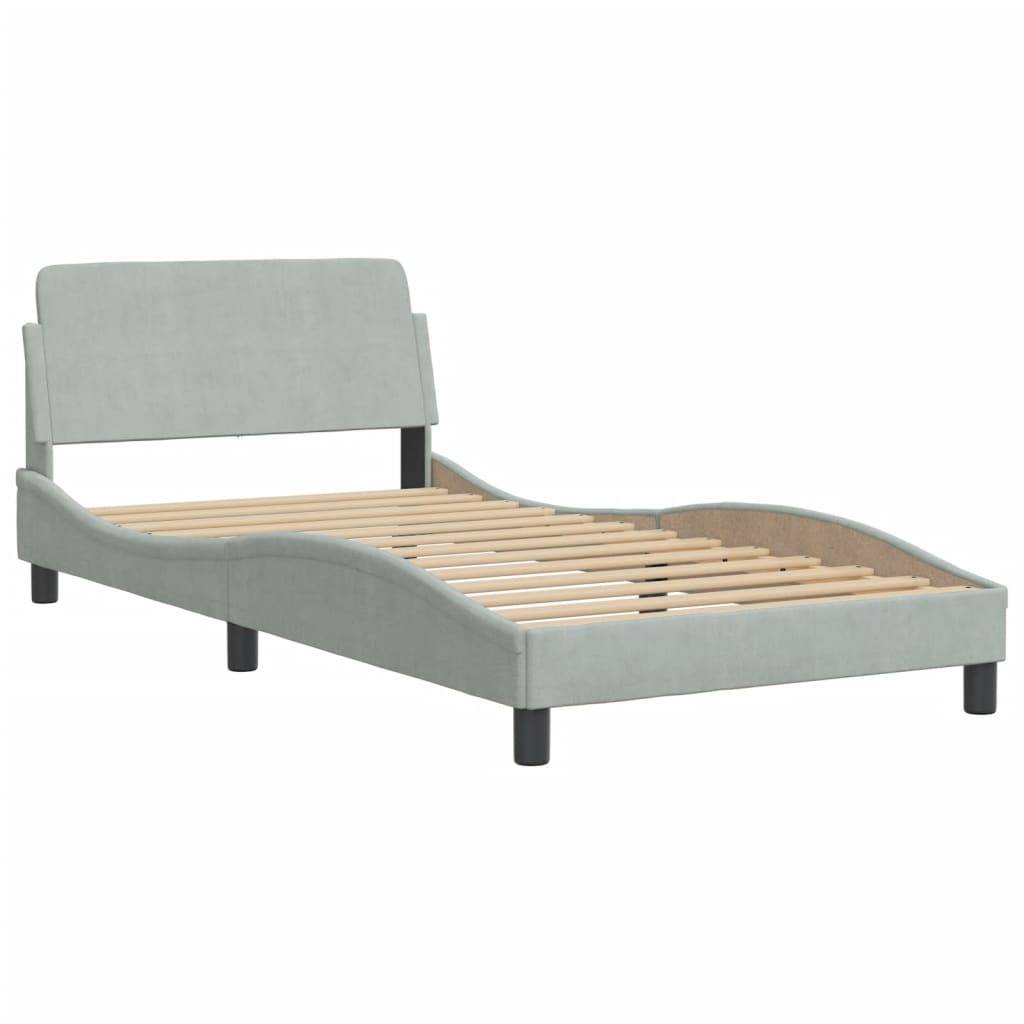 vidaXL Bettgestell ohne Matratze "Hanko" Hellgrau 100x200 cm Samt