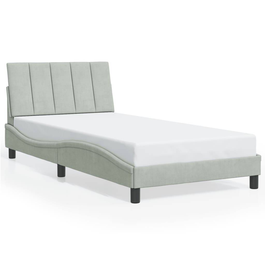 vidaXL Bettgestell ohne Matratze "Hanko" Hellgrau 100x200 cm Samt