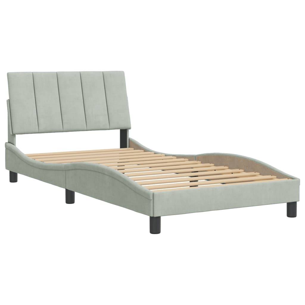 vidaXL Bettgestell ohne Matratze "Hanko" Hellgrau 100x200 cm Samt