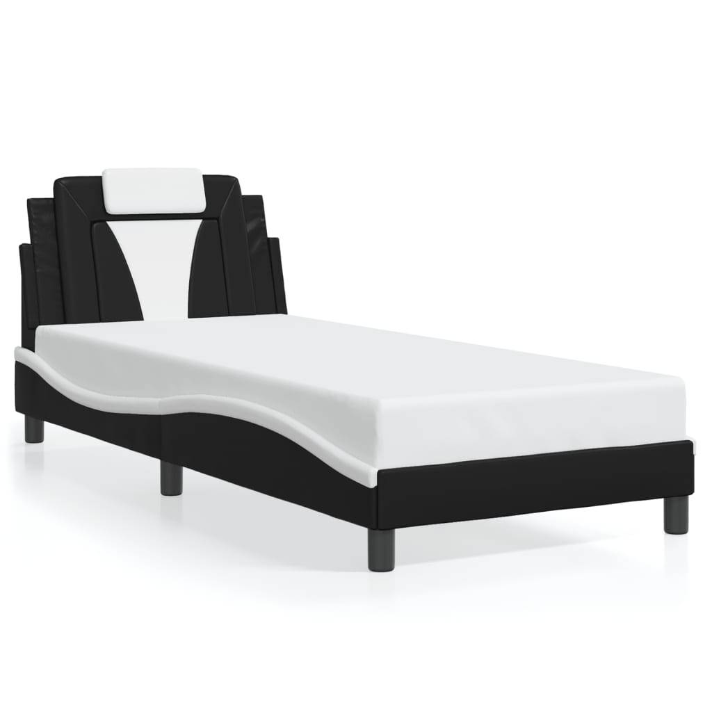 vidaXL Bettgestell "Viana" ohne Matratze Schwarz und Weiß 90x190 cm Kunstleder